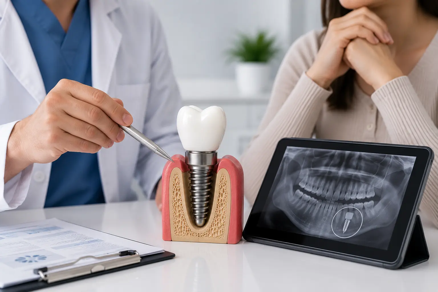 De ce se poate schimba planul de tratament cu implanturi dentare după o examinare în persoană