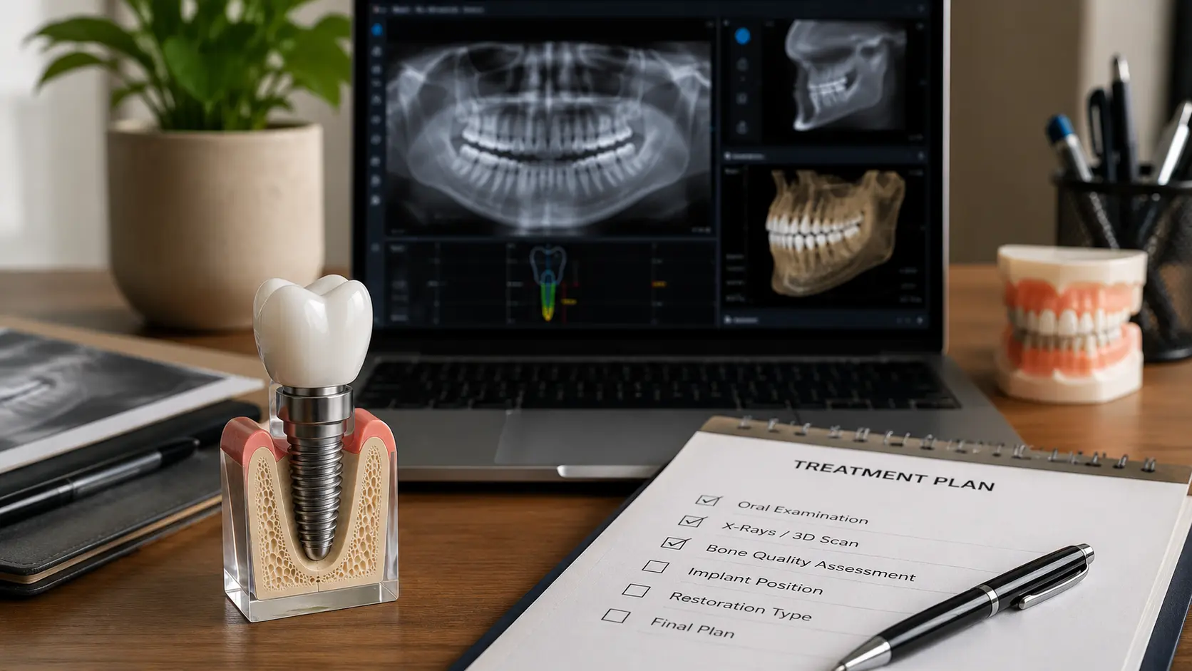 De ce se poate schimba planul de tratament cu implanturi dentare după o examinare în persoană